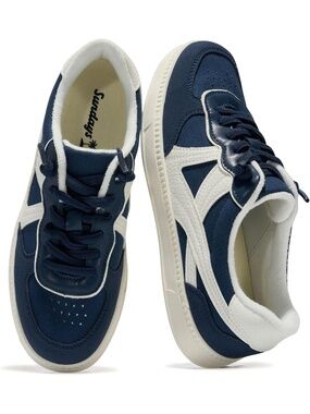 Women's Navy White Canvas Non-Slip Platform Footwear Terry Cloth Sneakers Shoes